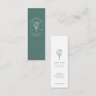 Elegant logo Green white Florist Minimalist Mini Business Card
