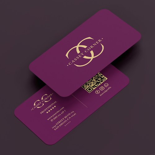 Elegant Logo Monogram C Modern Luxury Purple Business Card