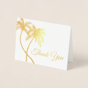 Elegant Logo Palm Trees Gold Foil Thank You Cards