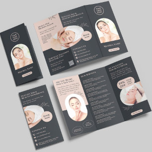 Elegant Logo QR Code Arch Photos MedSpa Tri-Fold Brochure