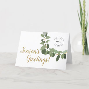 Elegant Logo Season's greetings modern thank you Holiday Card