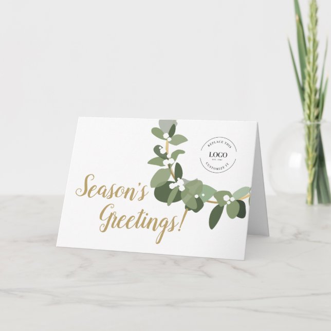 Elegant Logo Season's greetings modern thank you Holiday Card (Front)