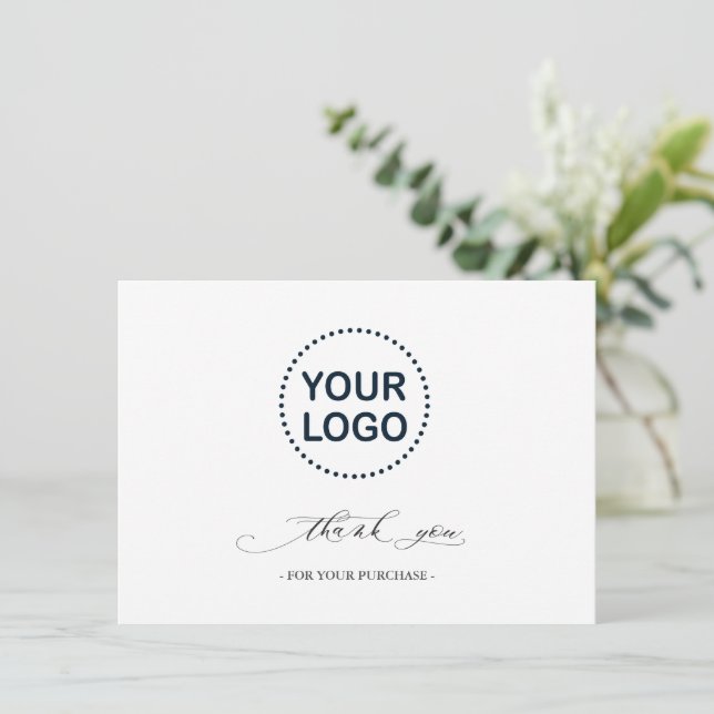 Elegant Logo Social Media Thank You Calligraphy Card (Standing Front)