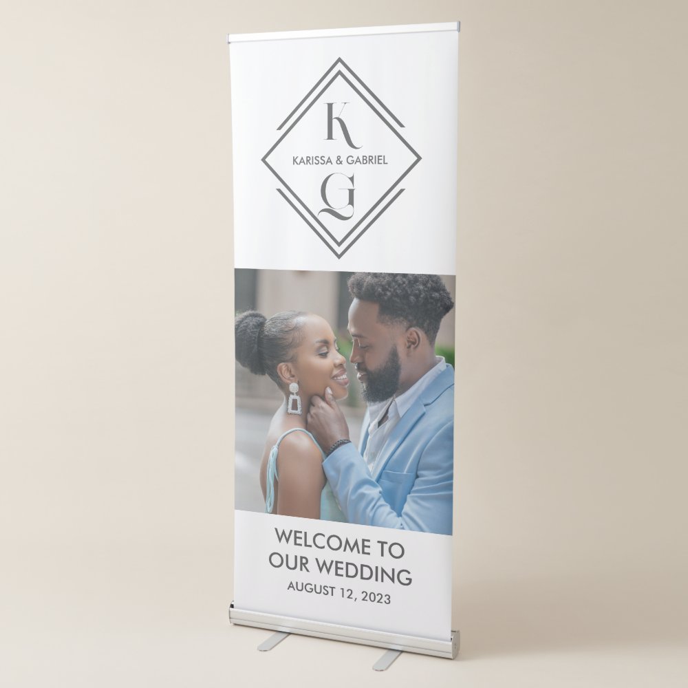 Disover Elegant Logo Wedding Welcome Retractable Banner