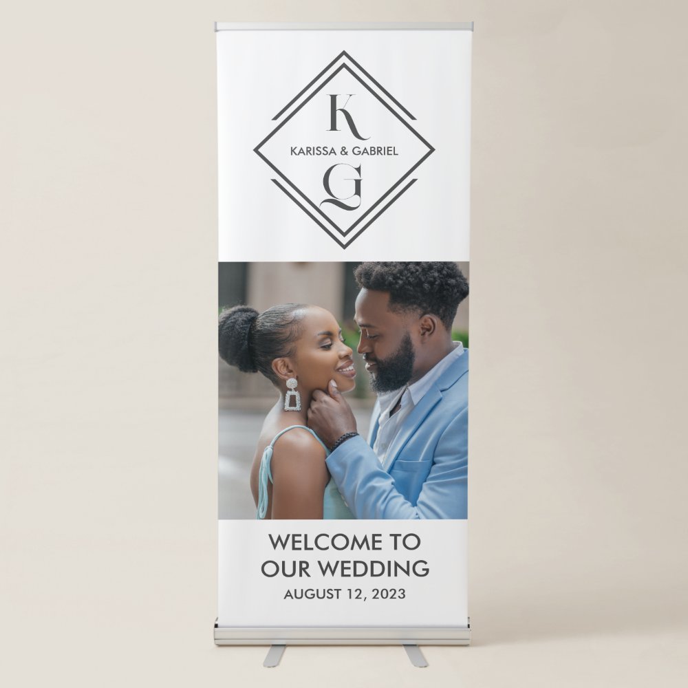 Disover Elegant Logo Wedding Welcome Retractable Banner