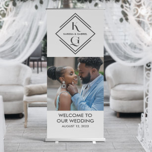 Elegant Logo Wedding Welcome Retractable Banner
