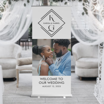 Elegant Logo Wedding Welcome Retractable Banner by EverAfterDesignCo at Zazzle