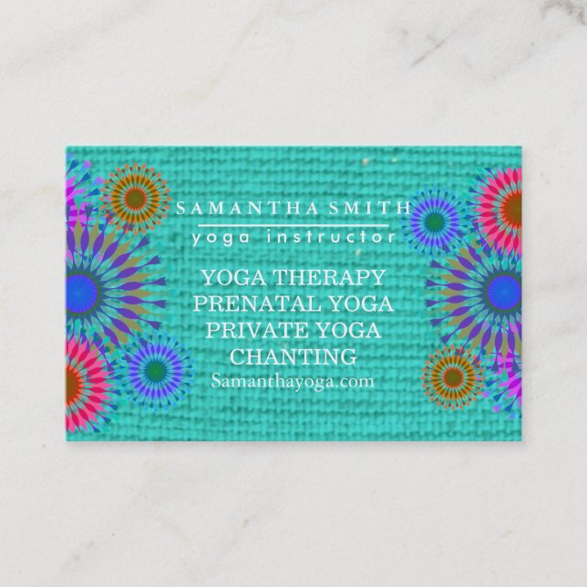 Elegant Logo Yoga Meditation Lotus Flowers Business Card (Front)