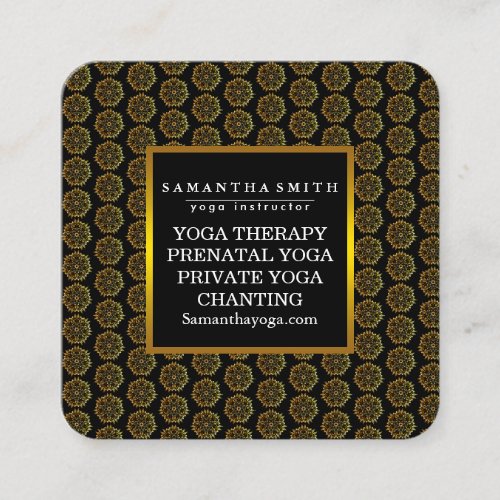 Elegant Logo Yoga Meditation Lotus Flowers Square Business Card