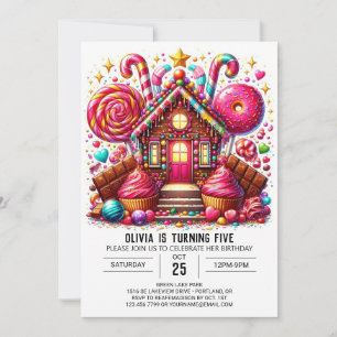 Elegant Lollipop Candyland Digital Birthday Invitation