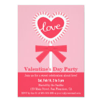 Elegant Lollipop Heart Candy Valentines Day Party Invitation