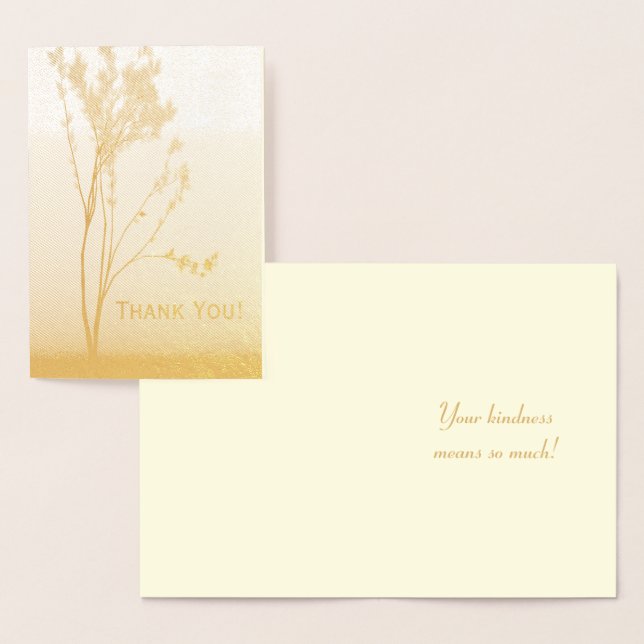 Elegant Lone Tree Thank You Gold Foil Card (Display)