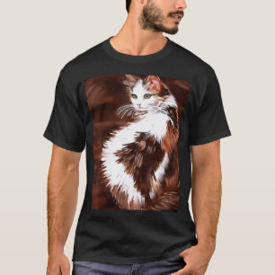 Elegant Long Haired Calico Cat Pet Portrait 1 T-Shirt