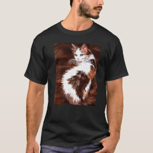 Elegant Long Haired Calico Cat Pet Portrait T-Shirt