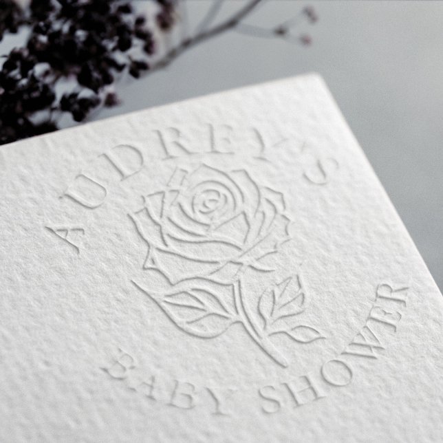 Elegant Long Stem Rose Personalized Baby Shower Embosser (Elegant Long Stem Rose Personalized Baby Shower Embosser)