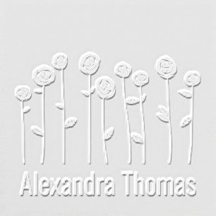 Elegant Long Stem Roses Name Monogram Embosser