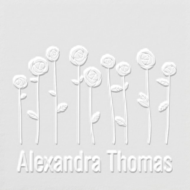 Elegant Long Stem Roses Name Monogram Embosser (Design)