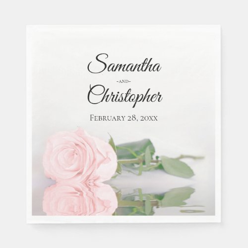 Elegant Long Stemmed Blush Pink Rose Wedding Napkins