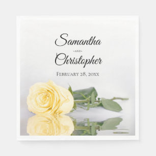 Elegant Long Stemmed Butter Yellow Rose Wedding Napkins