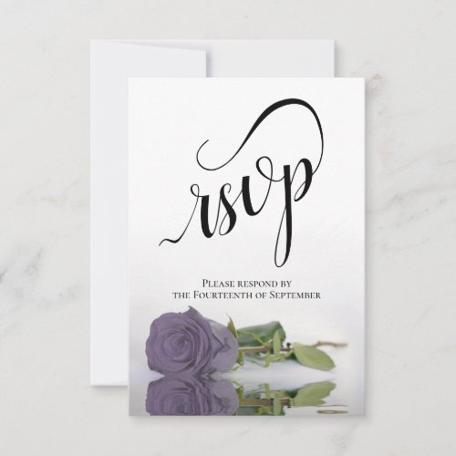 Elegant Long_Stemmed Dusty Purple Rose Wedding RSVP Card