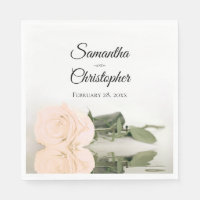 Elegant Long Stemmed Ivory Peach Rose Wedding