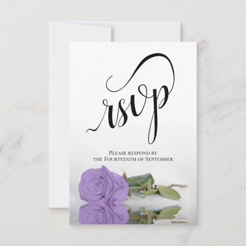 Elegant Long_Stemmed Lavender Purple Rose Wedding RSVP Card