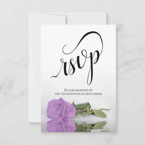 Elegant Long_Stemmed Lilac Purple Rose Wedding RSVP Card