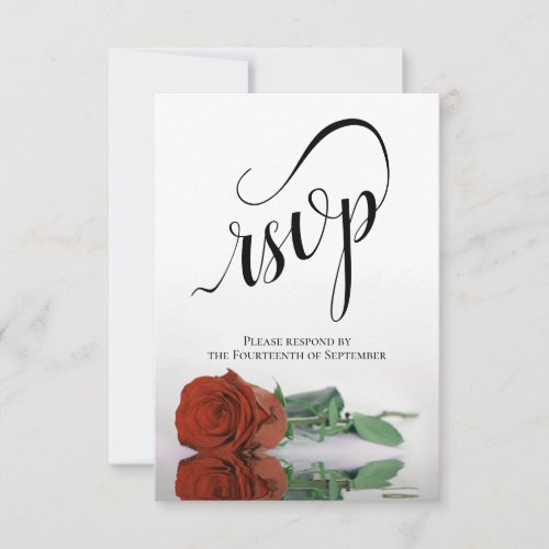 Elegant Long_Stemmed Rust Orange Rose Wedding RSVP Card