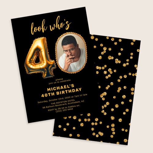 Elegant Look Who's 40 Photo 40th Birthday Invitation