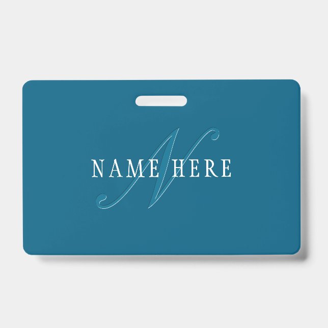 Elegant Looking Monogram | Ocean Blue Badge (Front)