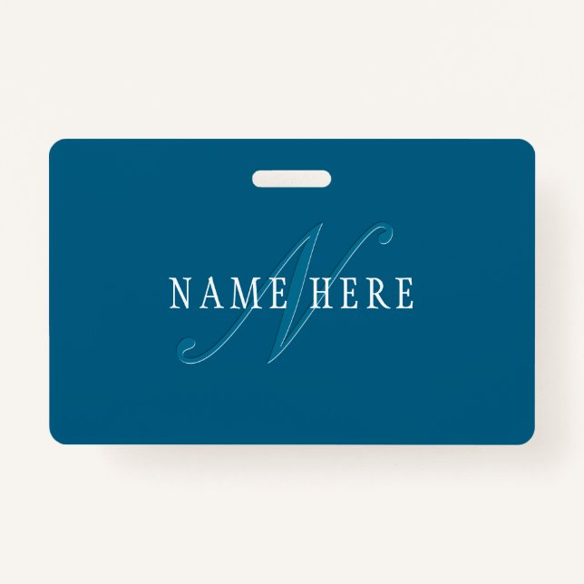 Elegant Looking Monogram | Ocean Blue Badge (Front)