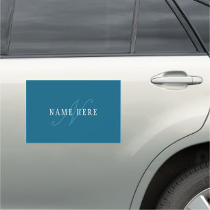Elegant Looking Monogram Ocean Blue Car Magnet
