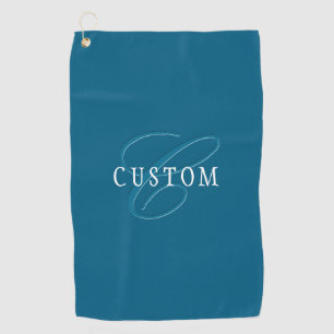 Elegant Looking Monogram   Ocean Blue Golf Towel