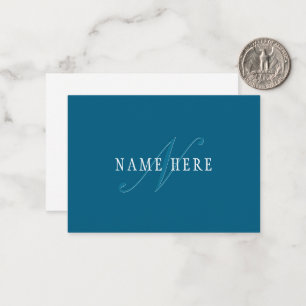 Elegant Looking Monogram Ocean Blue Note Card