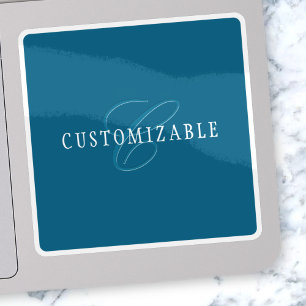 Elegant Looking Monogram Ocean Blue Sticker
