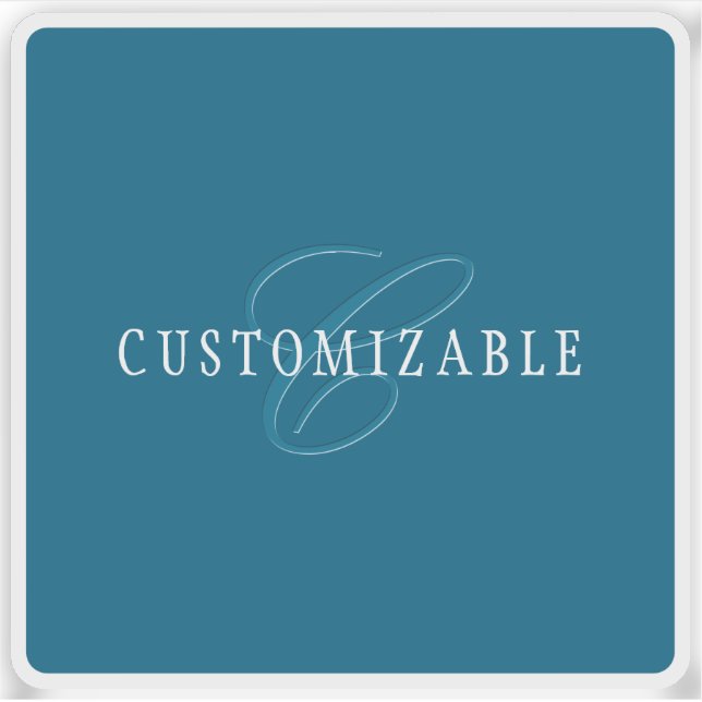 Elegant Looking Monogram | Ocean Blue Sticker (Front)