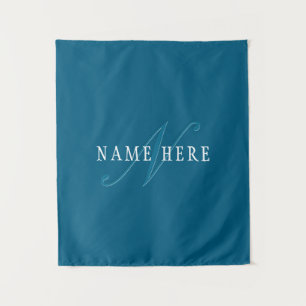 Elegant Looking Monogram   Ocean Blue Tapestry