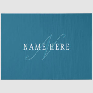 Elegant Looking Monogram Ocean Blue Tissue Paper
