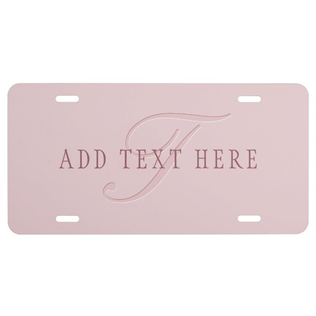 Elegant Looking Monogram | Rose Gold License Plate (Front)