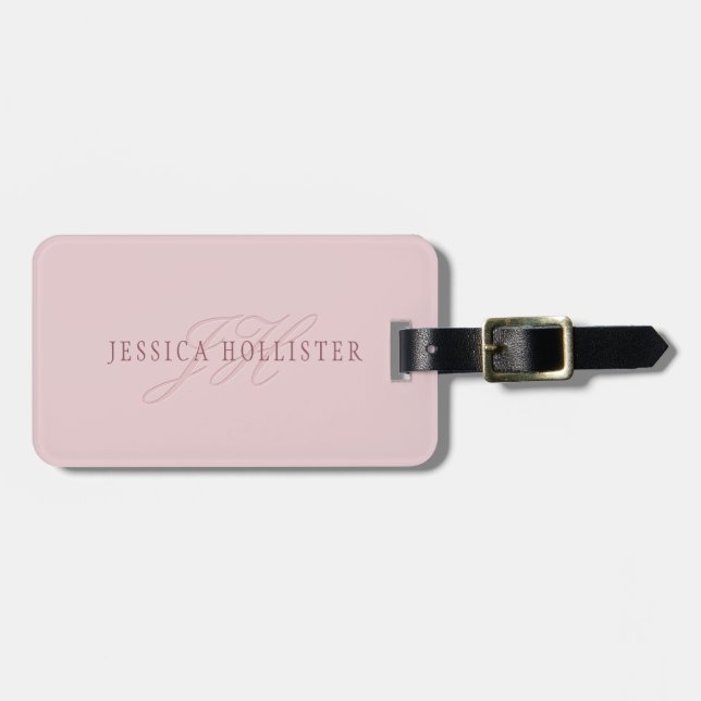 Elegant Looking Monogram | Rose Gold Luggage Tag (Front Horizontal)