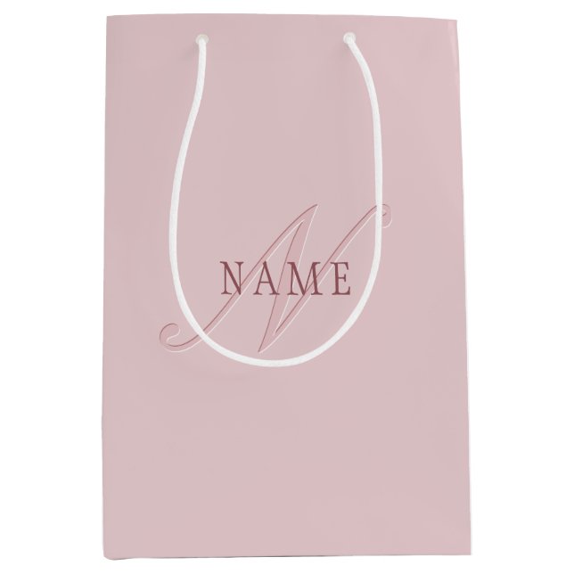 Elegant Looking Monogram | Rose Gold Medium Gift Bag (Front)