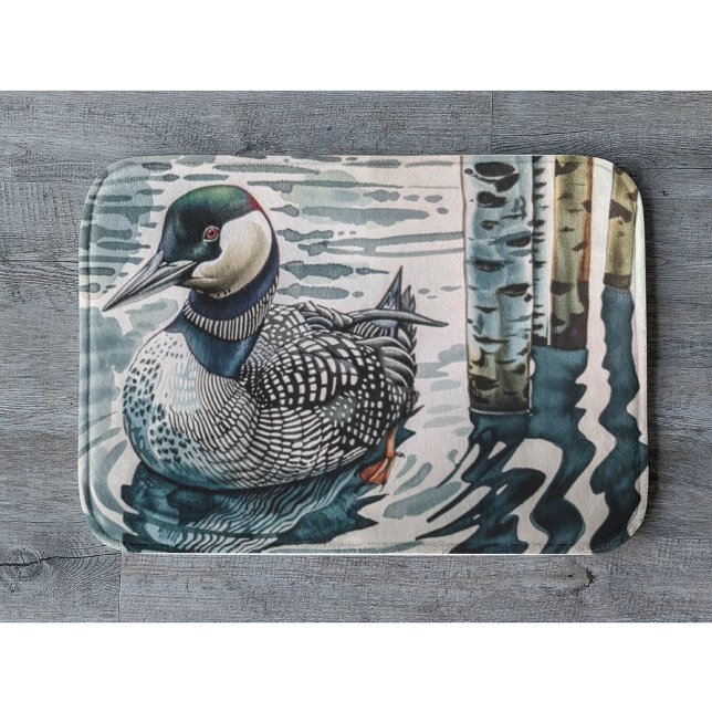 Elegant Loon on the Lake Bath Mat (Creator Uploaded)