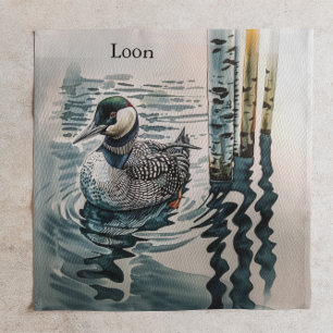 Elegant Loon on the Lake - custom text Cloth Napkin