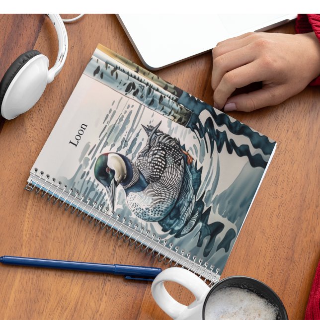 Elegant Loon on the Lake - custom text Notebook (Creator Uploaded)
