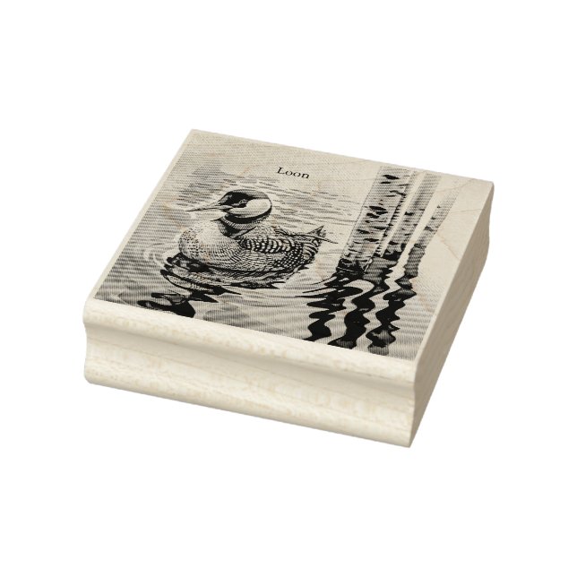 Elegant Loon on the Lake - custom text Rubber Stamp (Stamp)