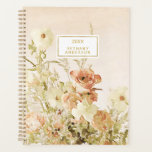 Elegant Loose Peach Ivory Cream Watercolor Floral Planner<br><div class="desc">Organize your inspired life with this beautiful planner!  Watercolor art of soft peach,  ivory and cream loose florals is modern and fresh.  Nameplate with gold frame (digitally simulated) allows you to personalize your agenda for an upscale look.</div>
