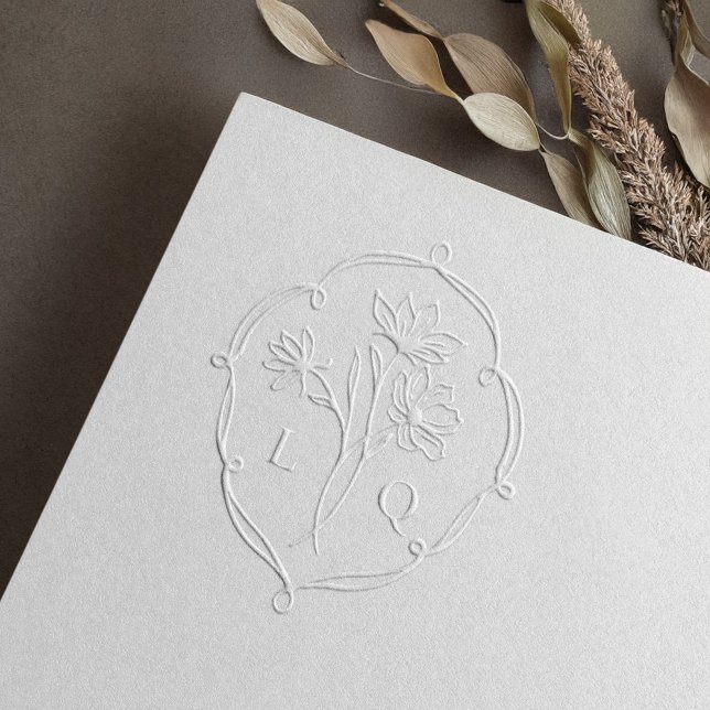 Elegant Lopping Floral Crest Wedding Monogram Embosser (Elegant Lopping Floral Crest Wedding Monogram Embosser)