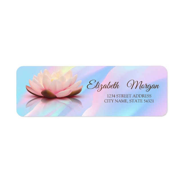 Elegant Lotus Abstract Holographic Address Label (Front)