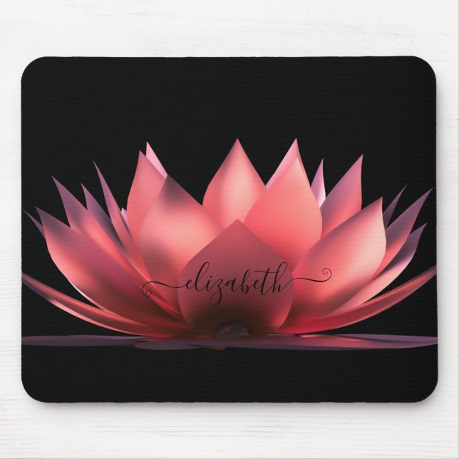 Elegant Lotus Black Personalized Mouse Pad (Front)