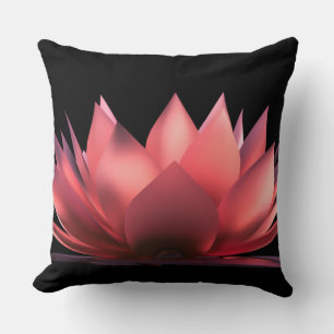 Elegant Lotus Black Throw Pillow